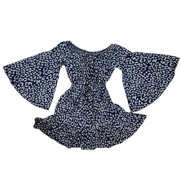 Vici Leopard Off the Shoulder Flared Sleeve Mini Dress Size XS - Picture 1 of 10